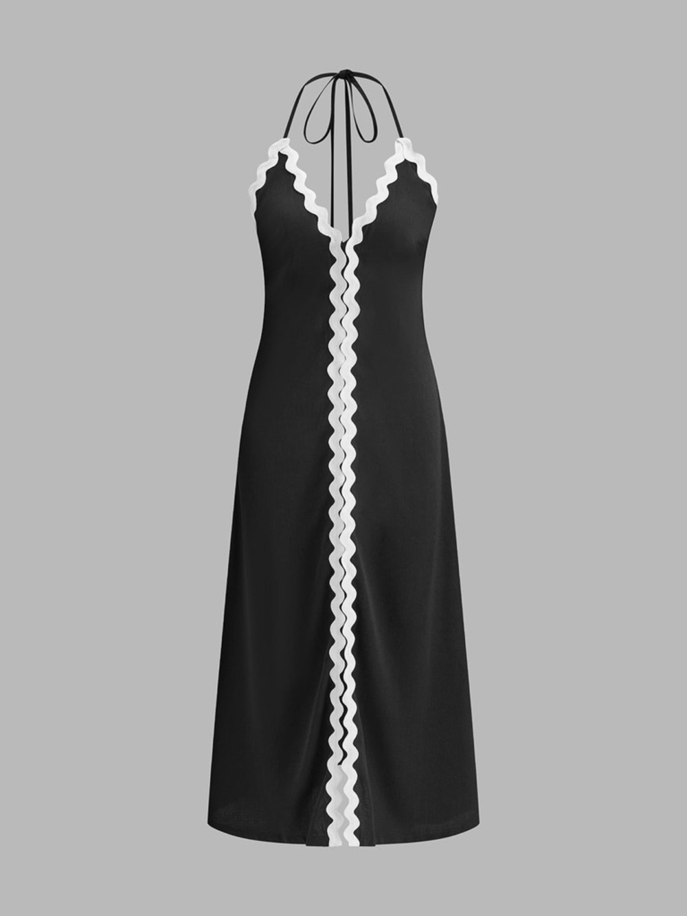 Commense Zig Zag Edge Halter Midi Dress Size M - Picture 2 of 7